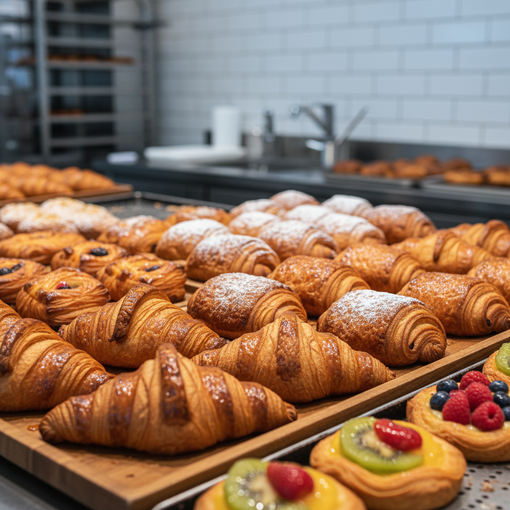 Assorted pastries and croissants